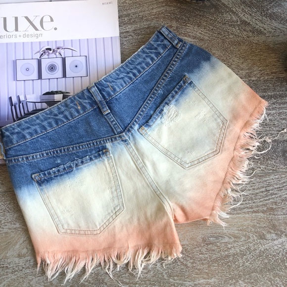 Free People Distressed Ombré Jean Shorts - Picture 2 of 3